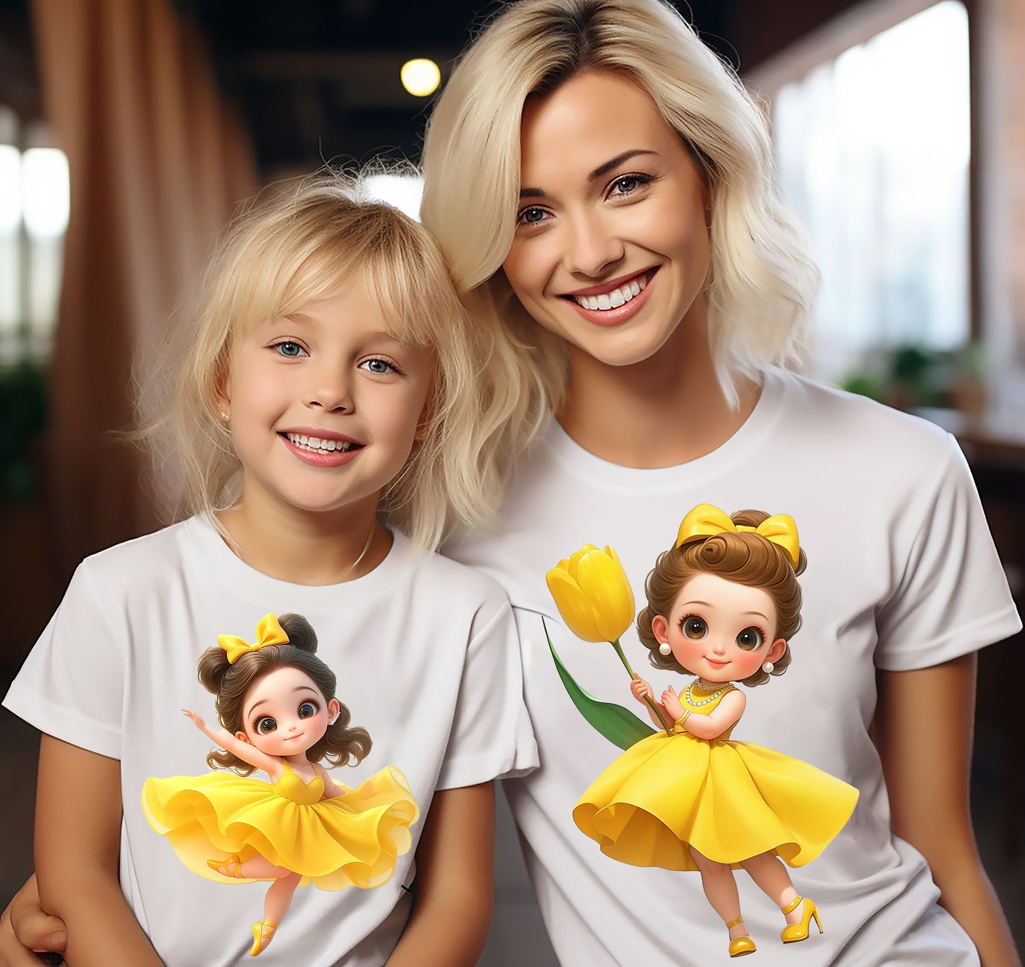 VLAM Mom and Daughter Yellow Princess Tshirt