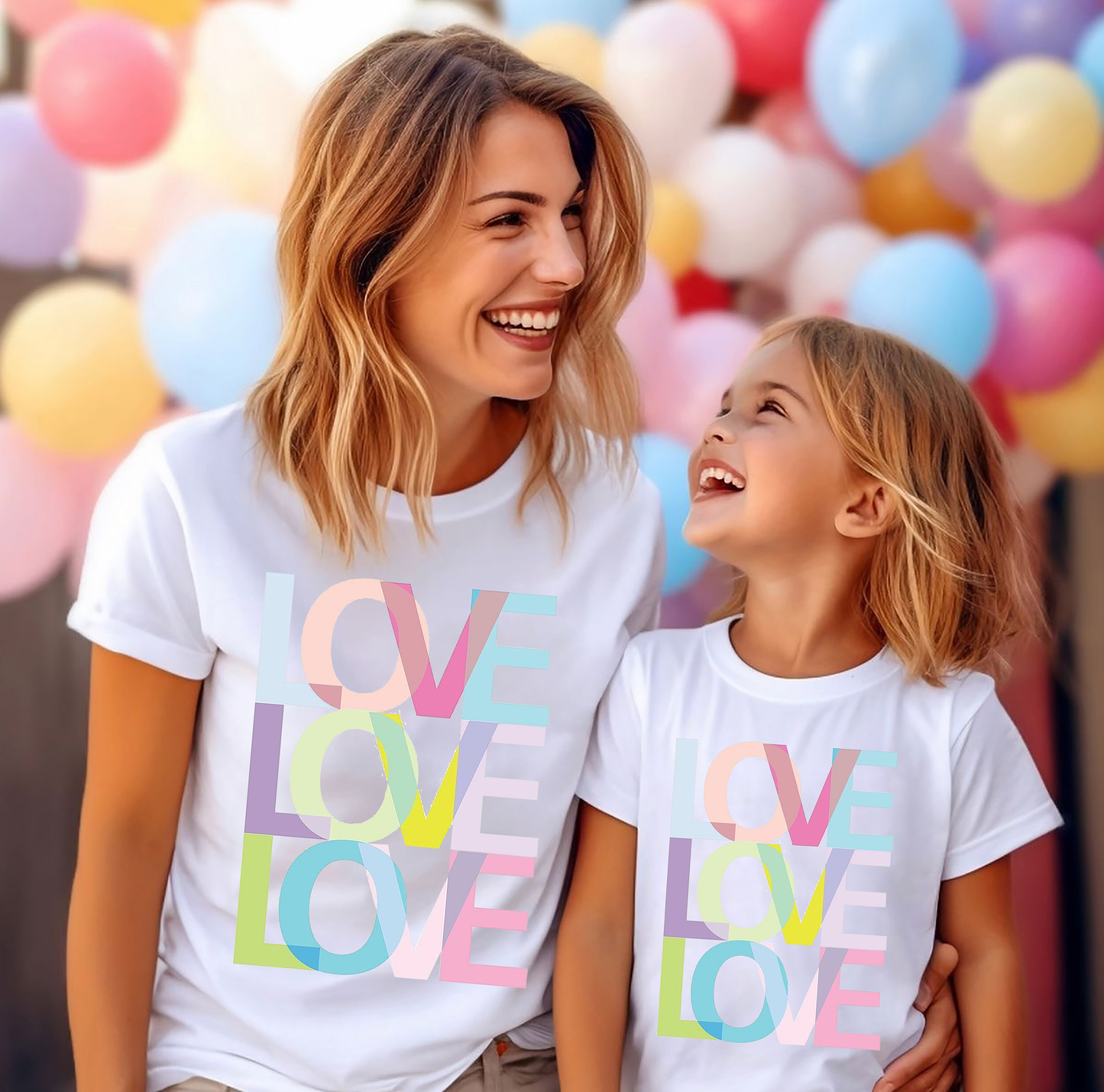 VLAM Love Print Mom and Daughter Tshirt