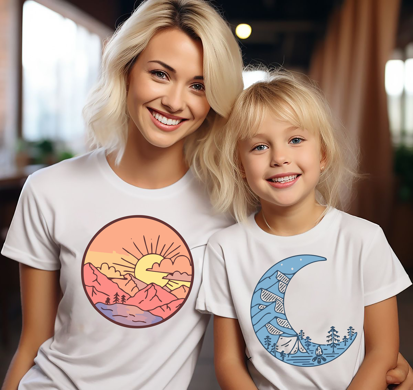 VLAM Sun and Moon Mom and Daughter Princess Tshirt