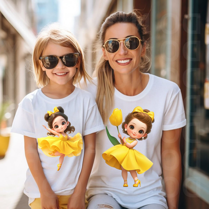 VLAM Mom and Daughter Yellow Princess Tshirt