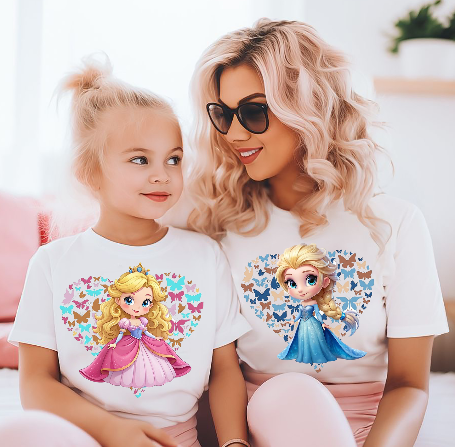 VLAM Princesses Print Mom and Daughter Tshirt