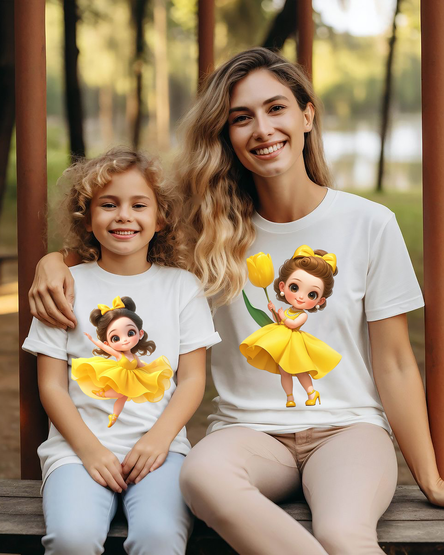 VLAM Mom and Daughter Yellow Princess Tshirt