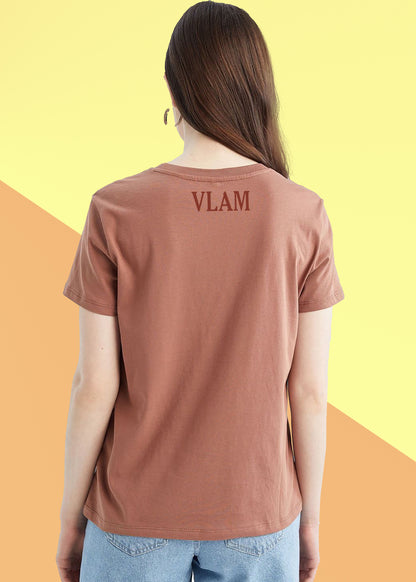 VLAM Solid Brown Oversized Tshirt