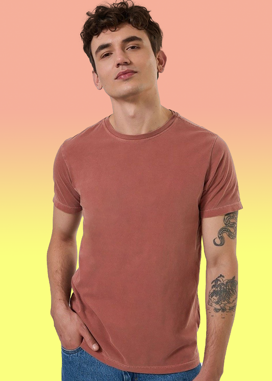 VLAM Regular Fit Brown Solid Tshirt