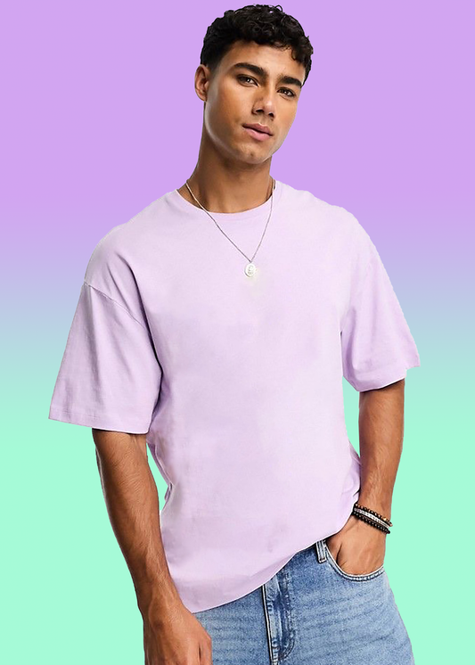 VLAM Oversized Fit Onion Pink Solid Tshirt