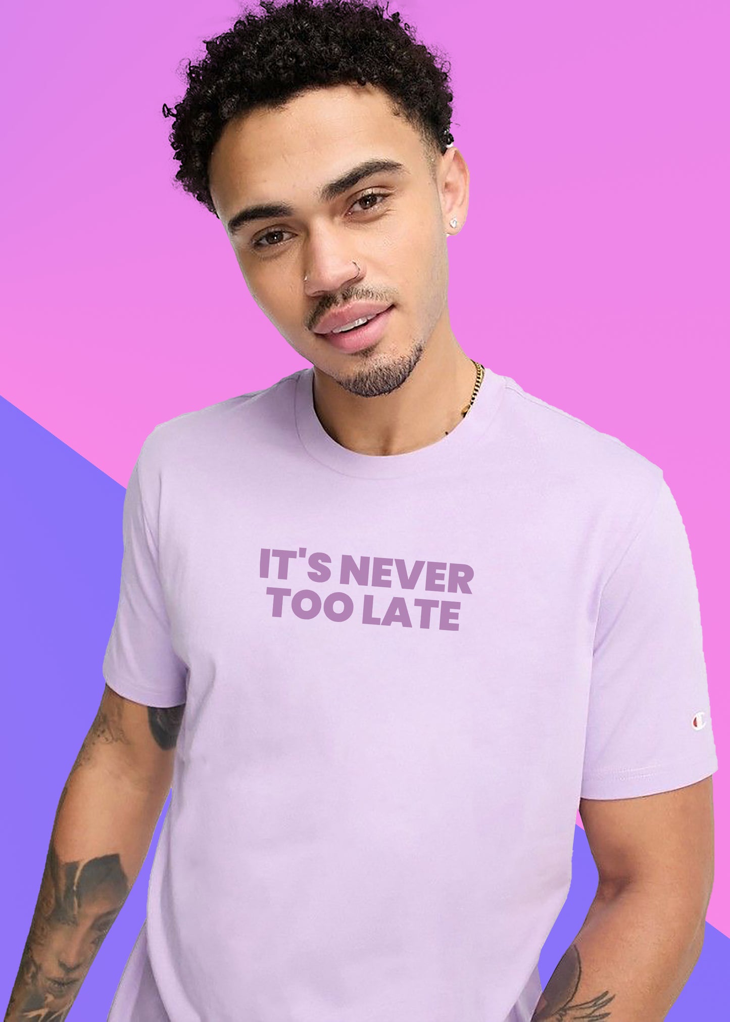 VLAM Its Never Too Late Statement Tshirt For Men