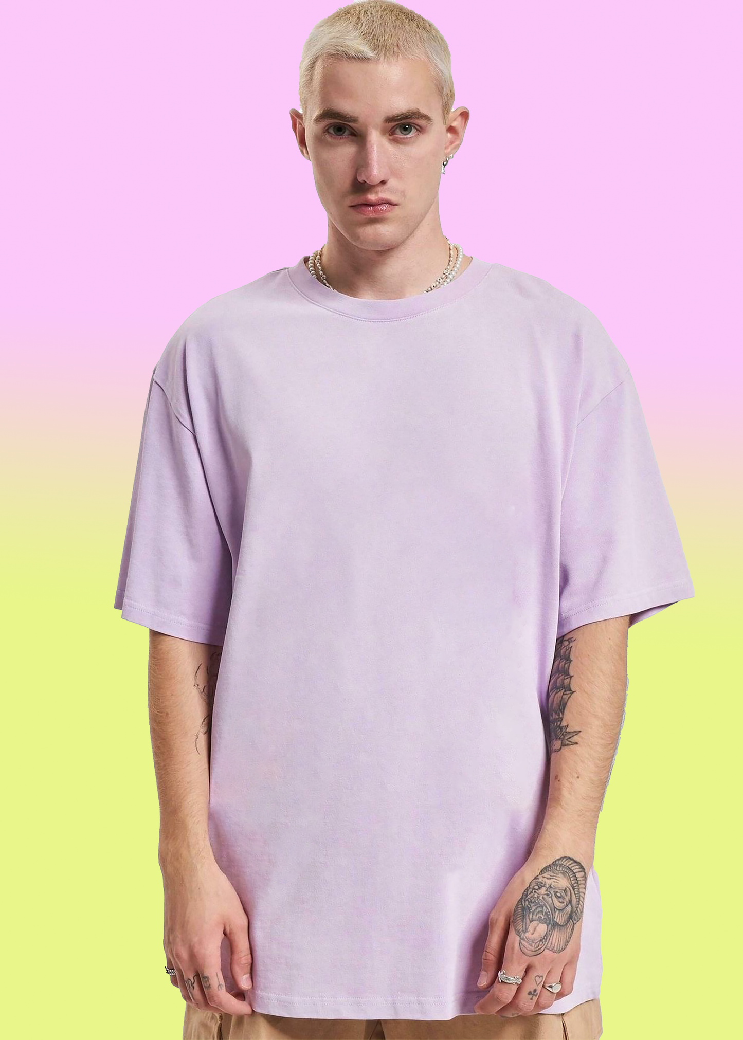 VLAM Oversized Fit Onion Pink Solid Tshirt