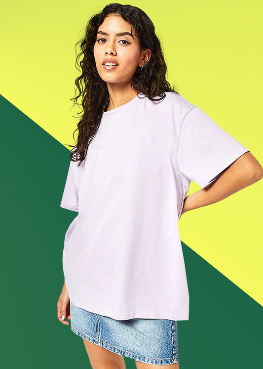 VLAM Oversized Fit Onion Pink Solid Tshirt