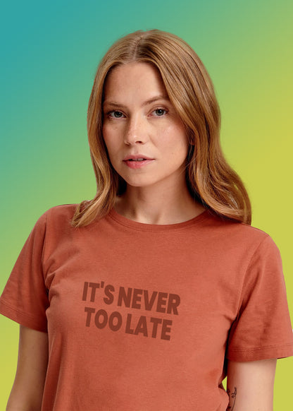 VLAM Never Too Late Statement Tshirt For Women