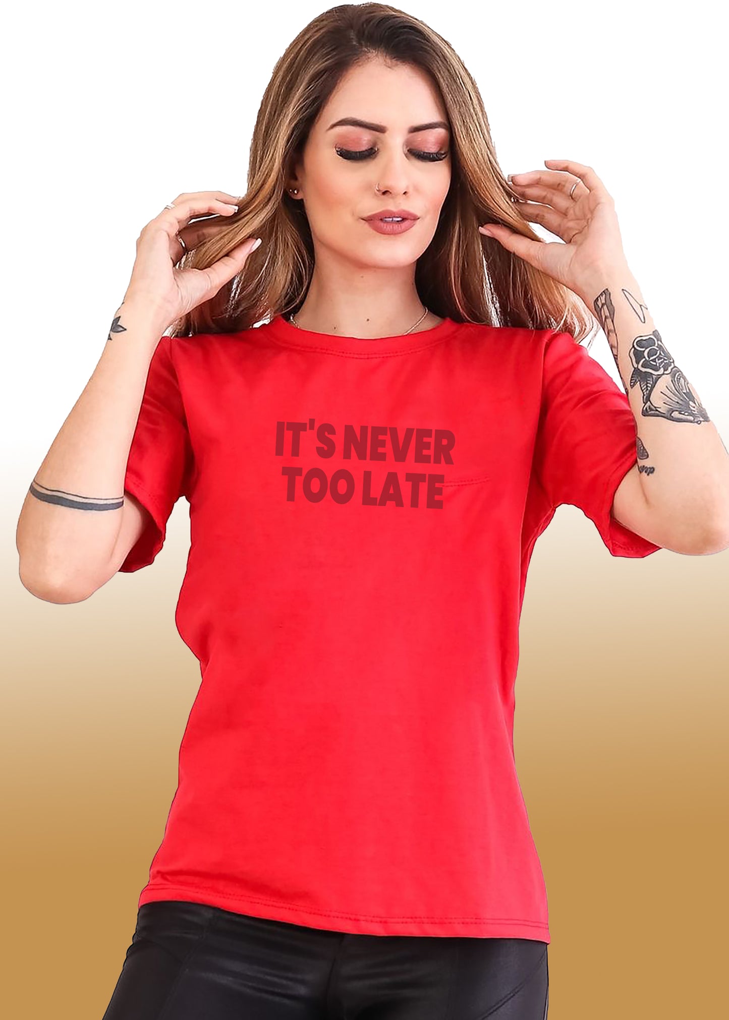 VLAM Never Too Late Statement Tshirt For Women