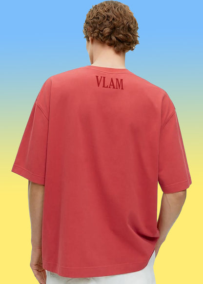 VLAM Regular Fit Solid Red Tshirt
