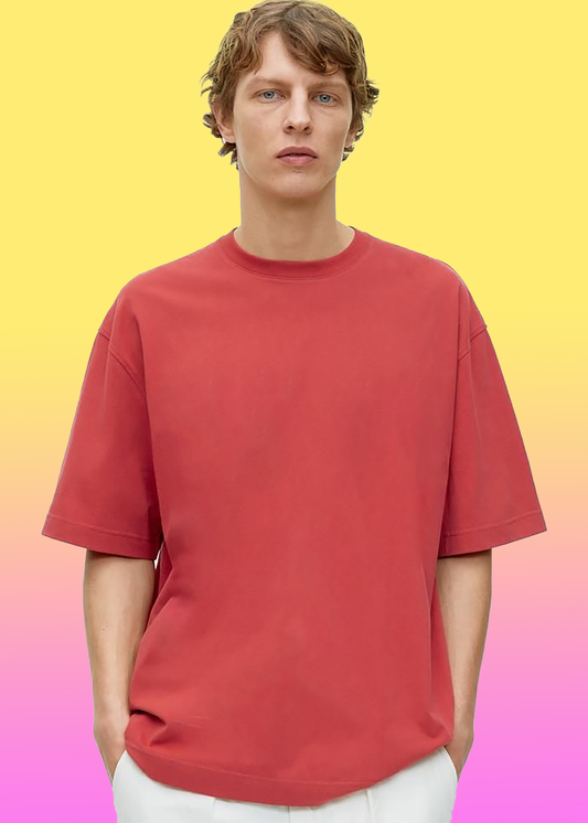 VLAM Oversized Fit Solid Red Tshirt