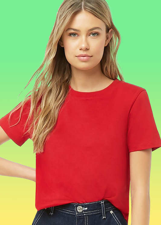 VLAM Regular Fit Solid Red Tshirt