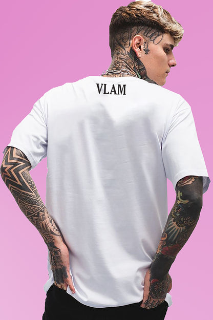 VLAM Regular Fit White Solid Tshirt