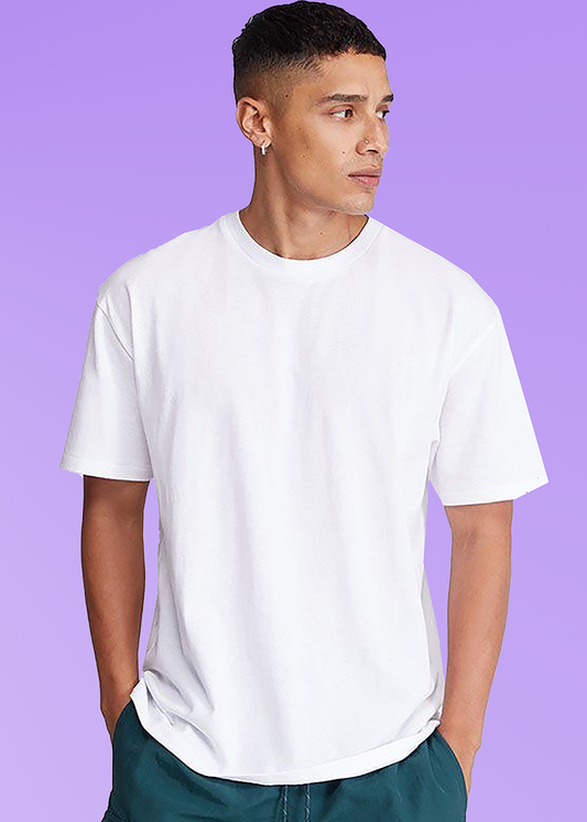 VLAM Oversized Fit White Solid Tshirt