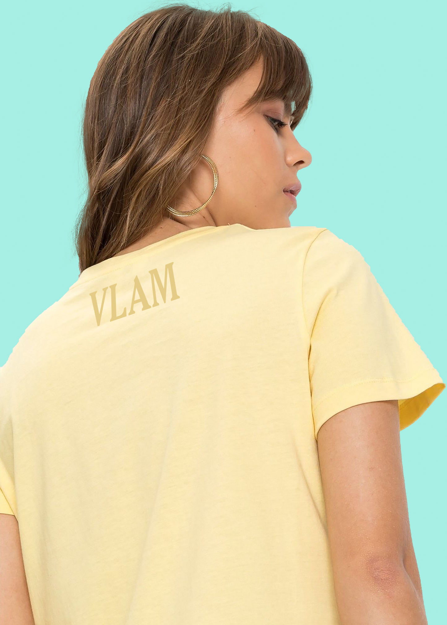 VLAM Oversized Fit Yellow Solid Tshirt