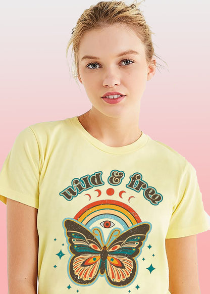 VLAM Womens Wild and Free Butterfly Tshirt