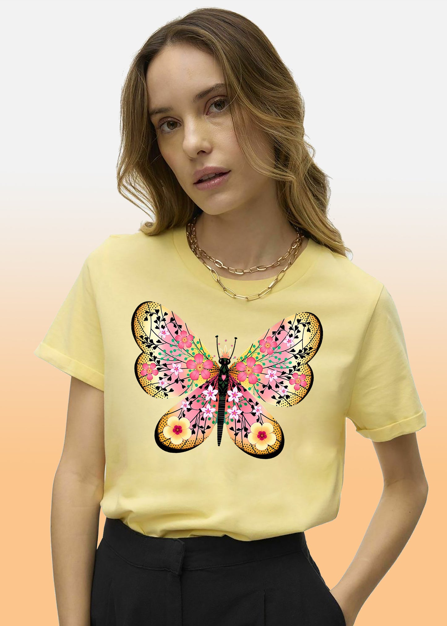 VLAM Trendy Butterfly Design Women Tshirt