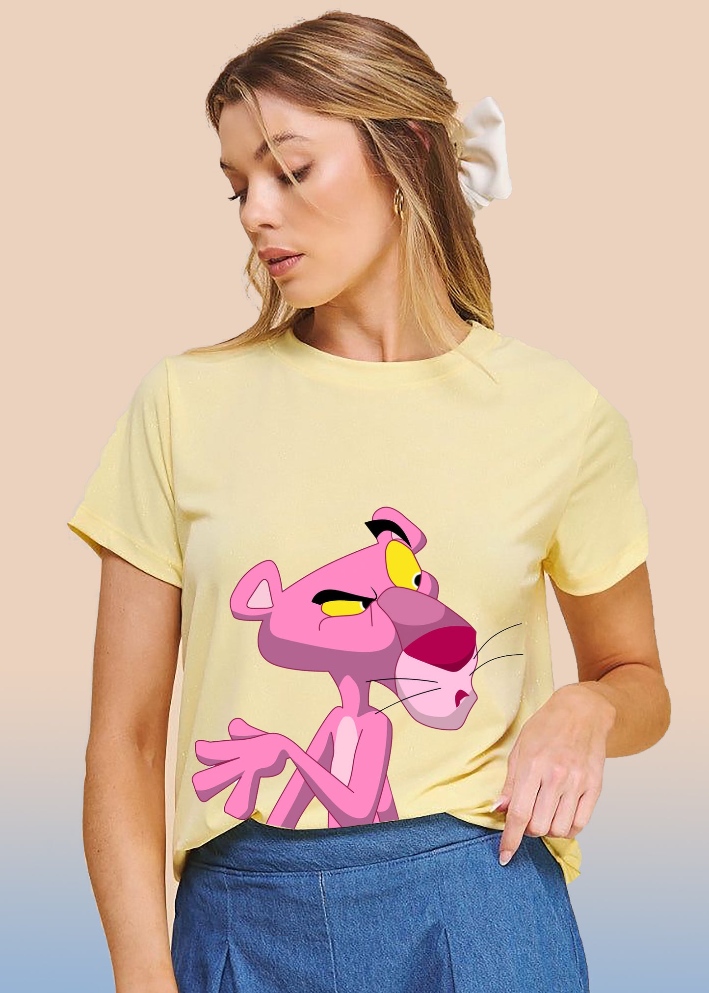 VLAM Pink Cartoon Print Womens T-shirt
