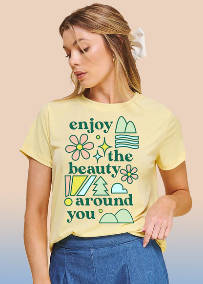 VLAM Womens Enjoy The Beauty Quote Tshirt