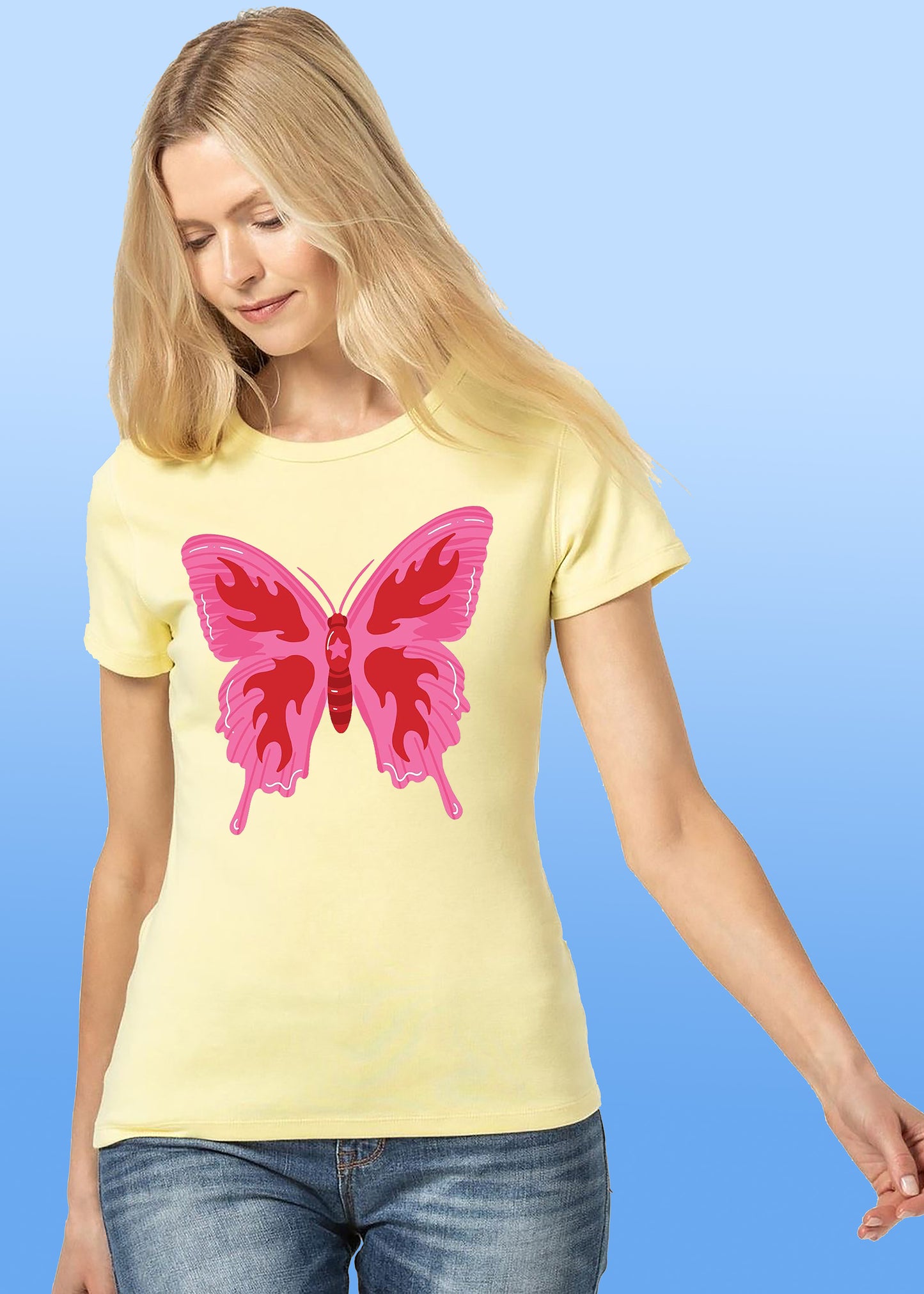 VLAM Pink Butterfly Womens T-shirt