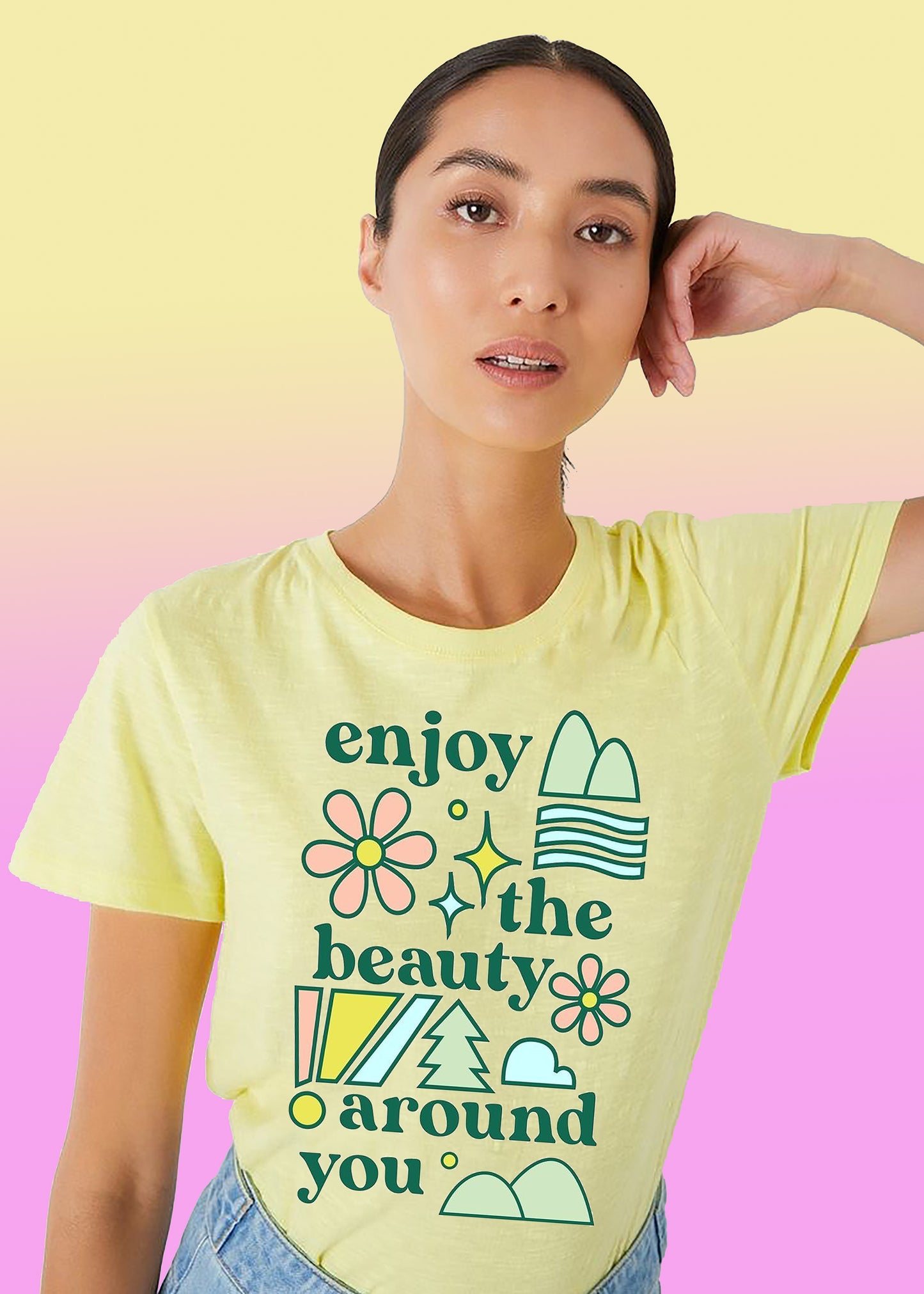 VLAM Womens Enjoy The Beauty Quote Tshirt