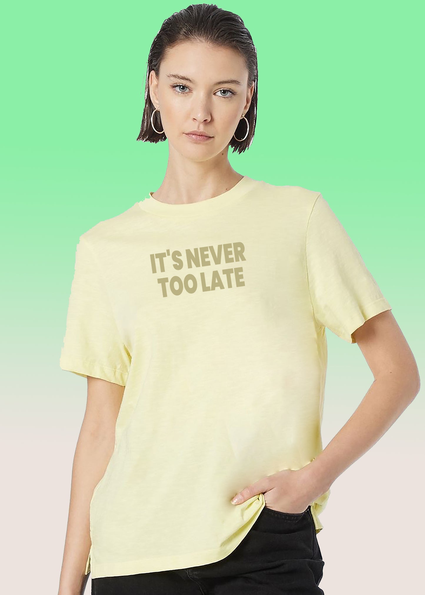 VLAM Never Too Late Statement Tshirt For Women
