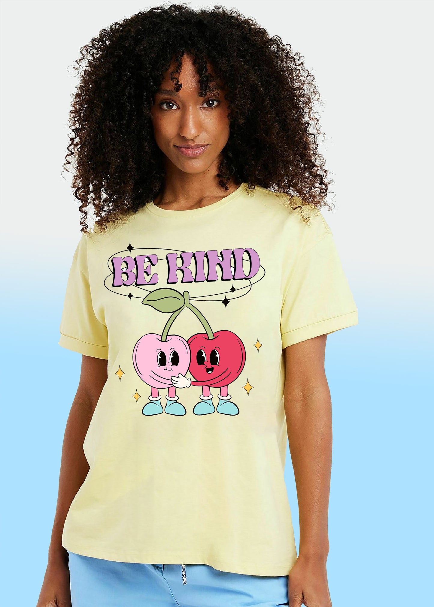 VLAM Be Kind Cherry Print Women Tshirt