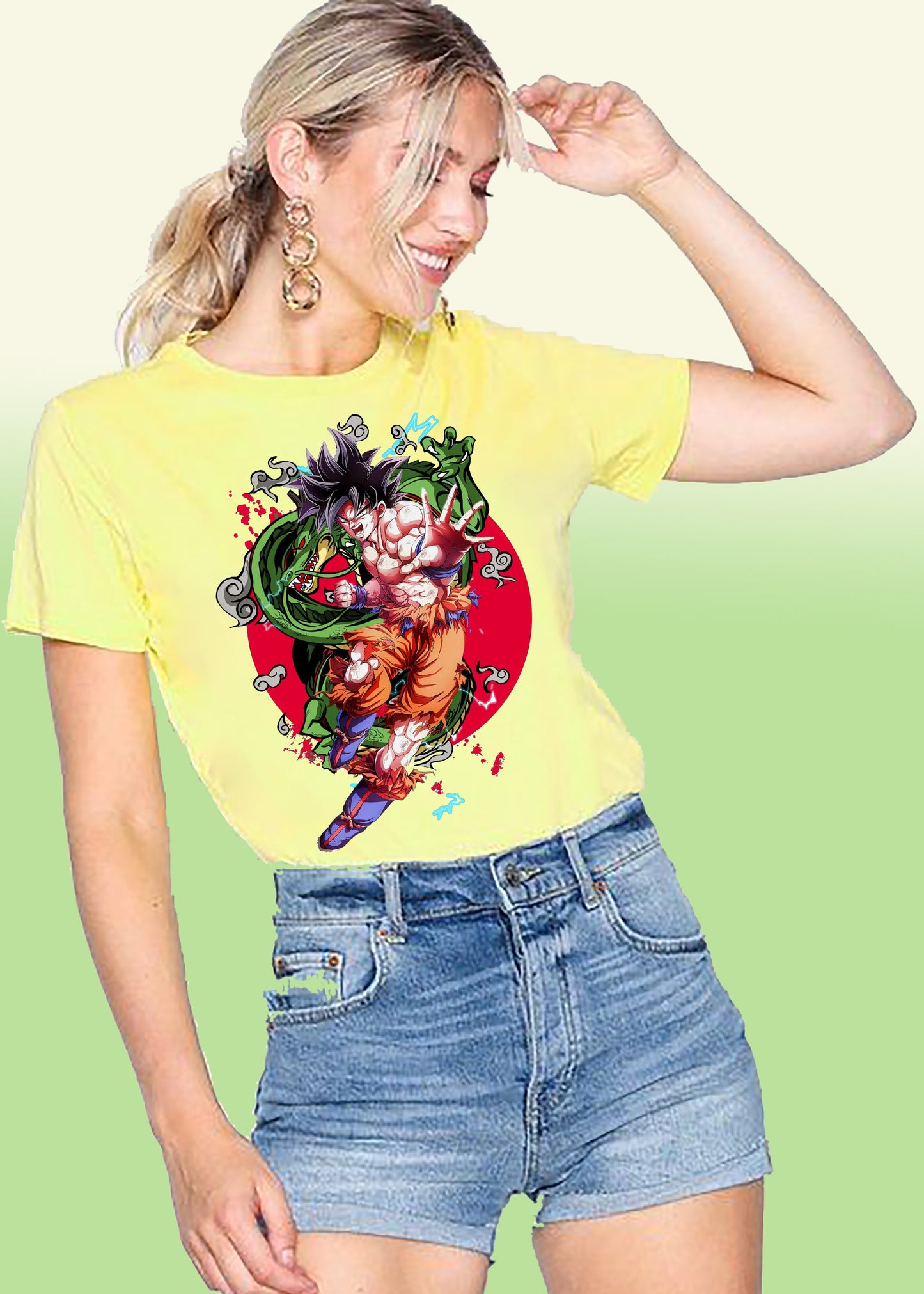 VLAM Womens Goku Dragon Cartoon T-shirt