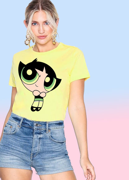 VLAM Buttercup Powerpuff Cartoon Womens T-shirt