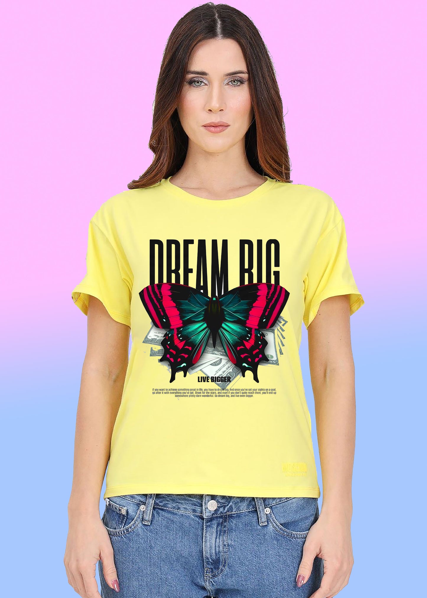 VLAM Dream Big Butterfly Print Womens Tshirt