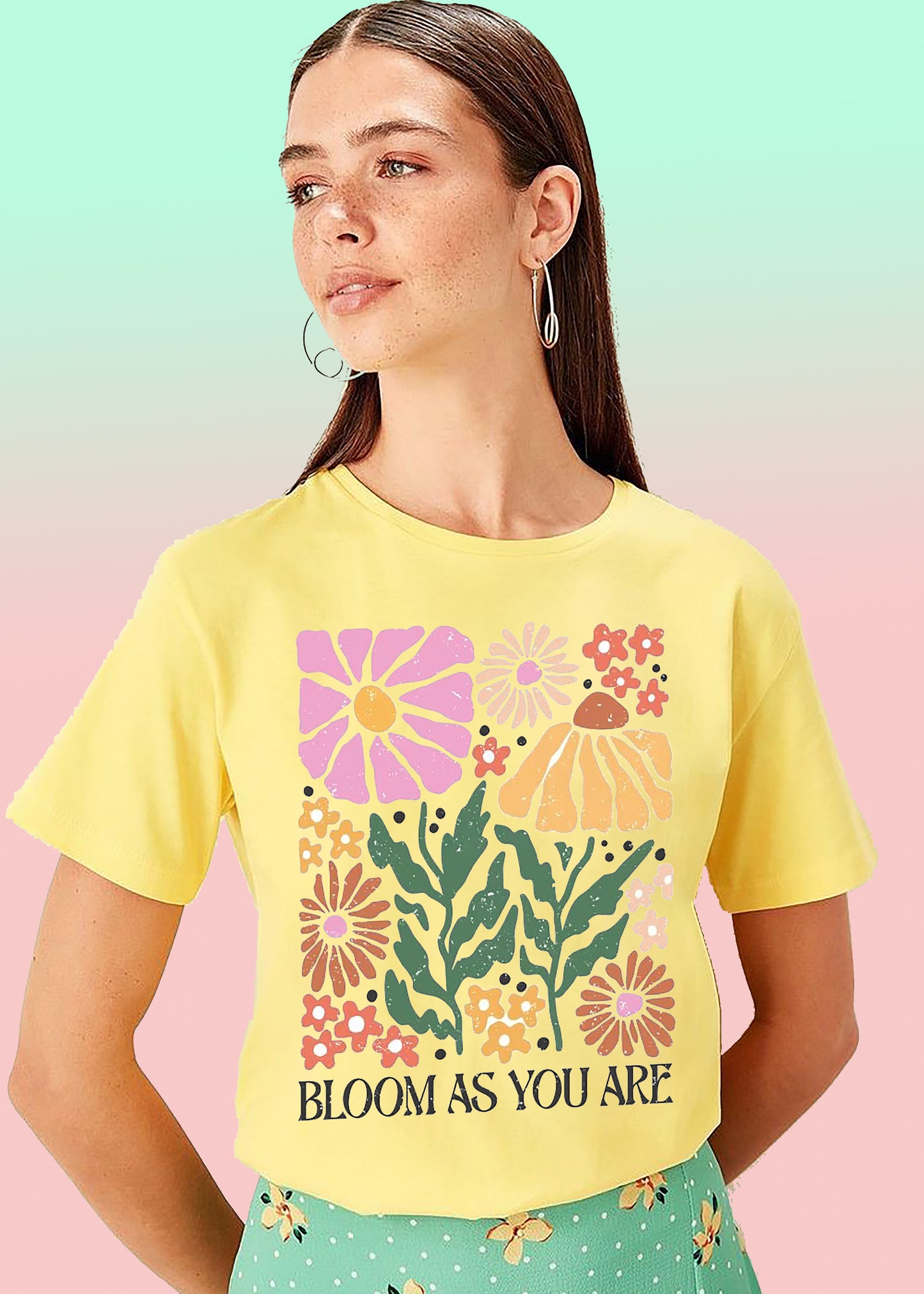 VLAM Bloom As You Are Floral Womens Tshirt