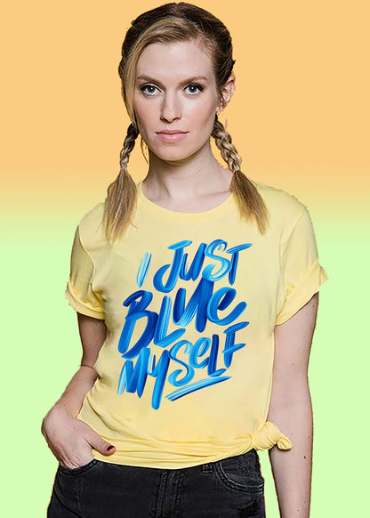 VLAM Womens Blue Myself Funny Slogan Tshirt