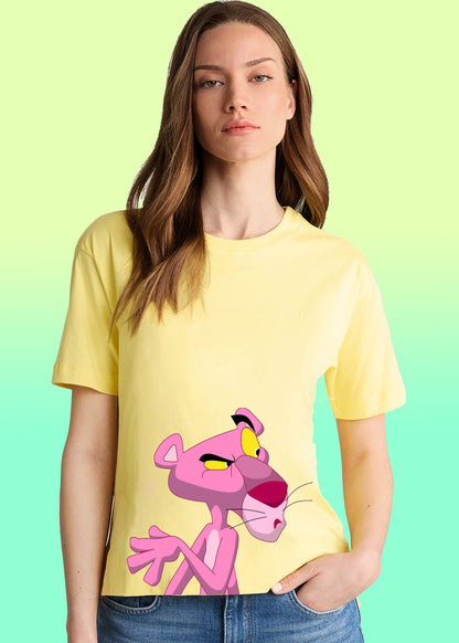 VLAM Pink Cartoon Print Womens T-shirt