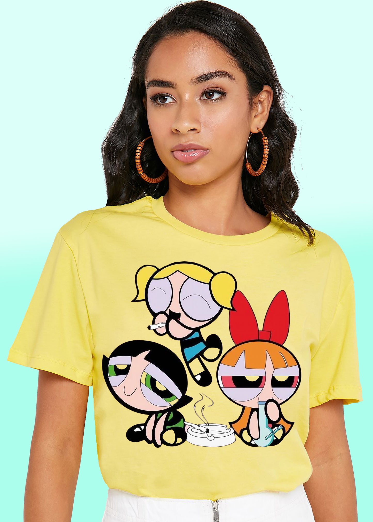 VLAM Womens Dope Powerpuff Cartoon Tshirt