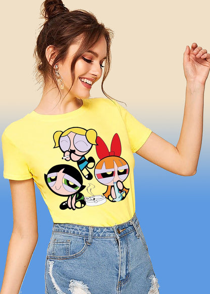 VLAM Womens Dope Powerpuff Cartoon Tshirt