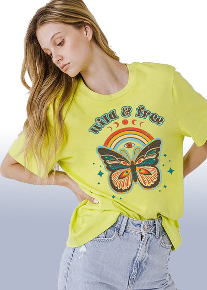 VLAM Womens Wild and Free Butterfly Tshirt
