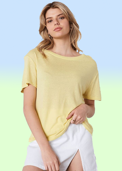 VLAM Oversized Fit Yellow Solid Tshirt