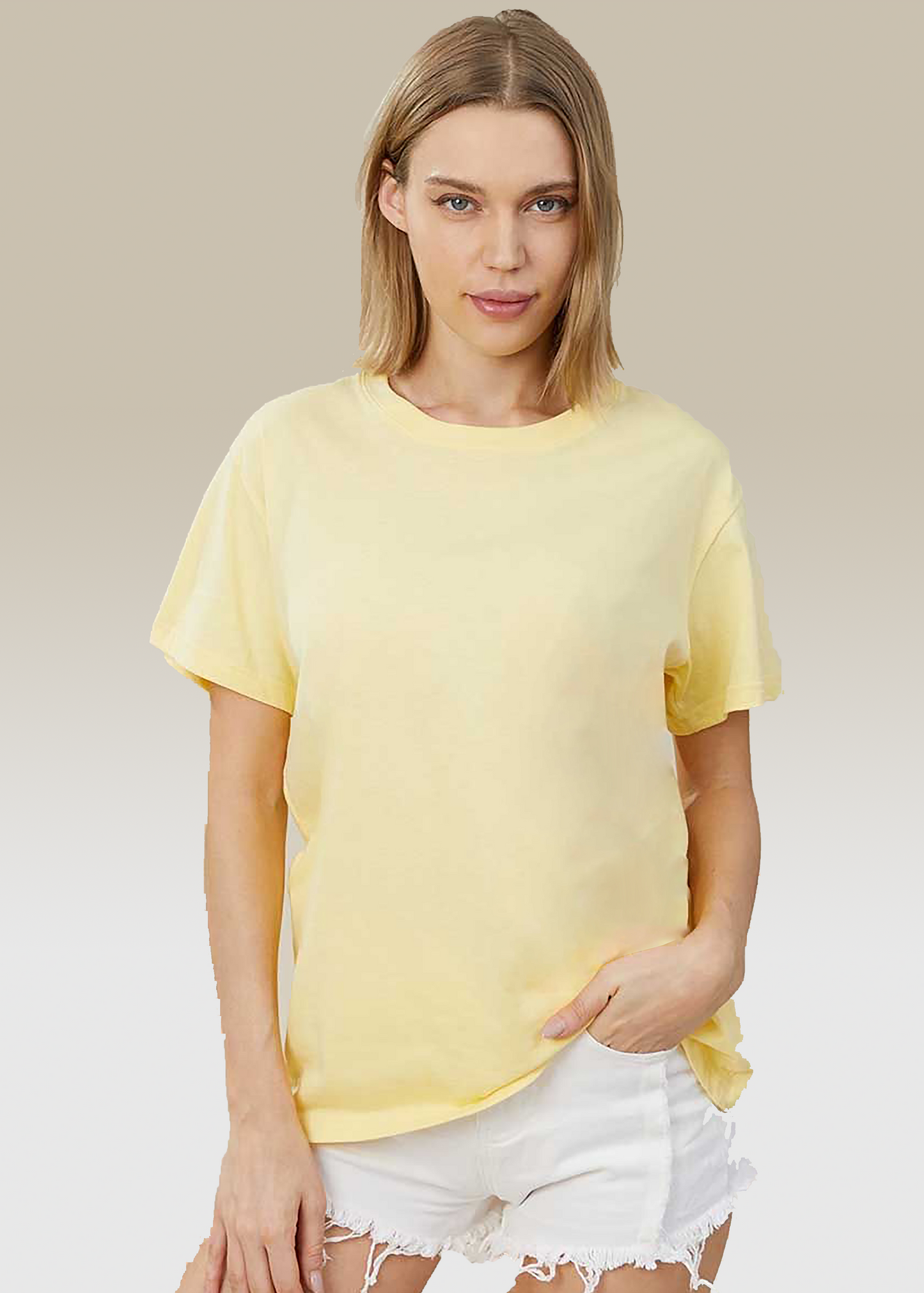VLAM Oversized Fit Yellow Solid Tshirt