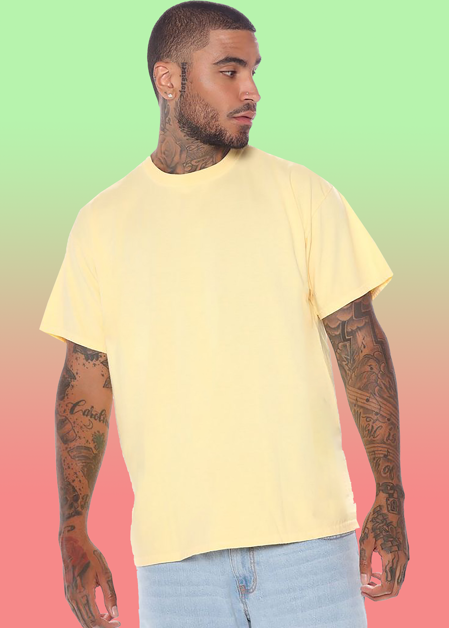 VLAM Oversized Fit Yellow Solid Tshirt