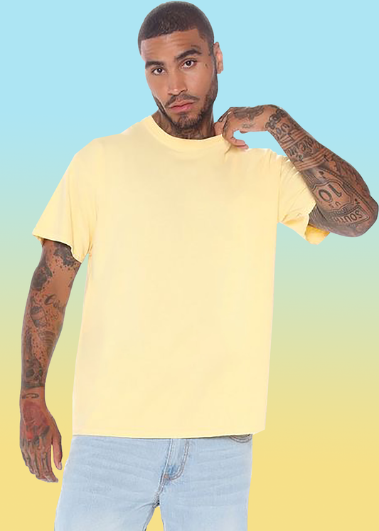 VLAM Oversized Fit Yellow Solid Tshirt