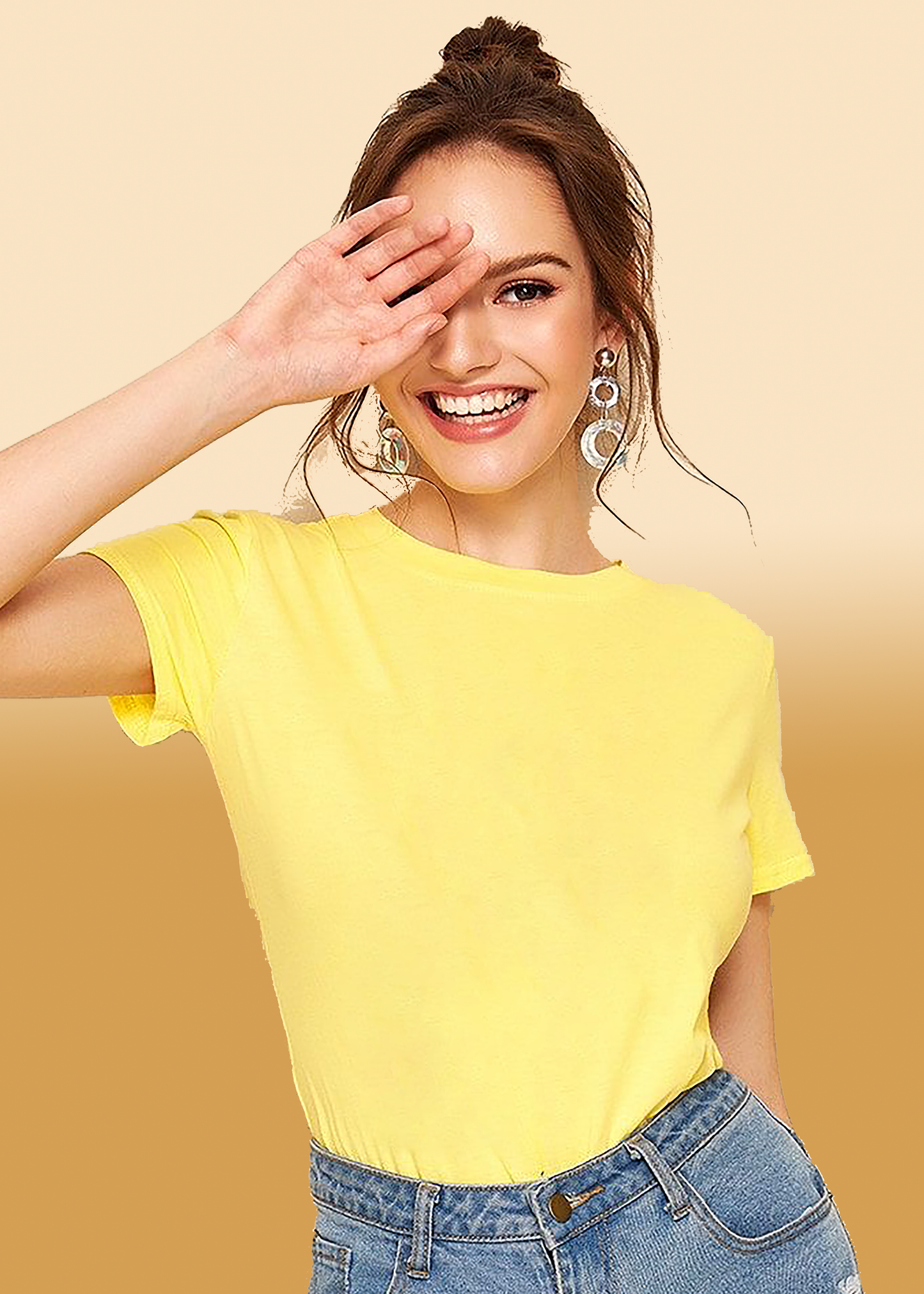VLAM Regular Fit Yellow Solid Tshirt
