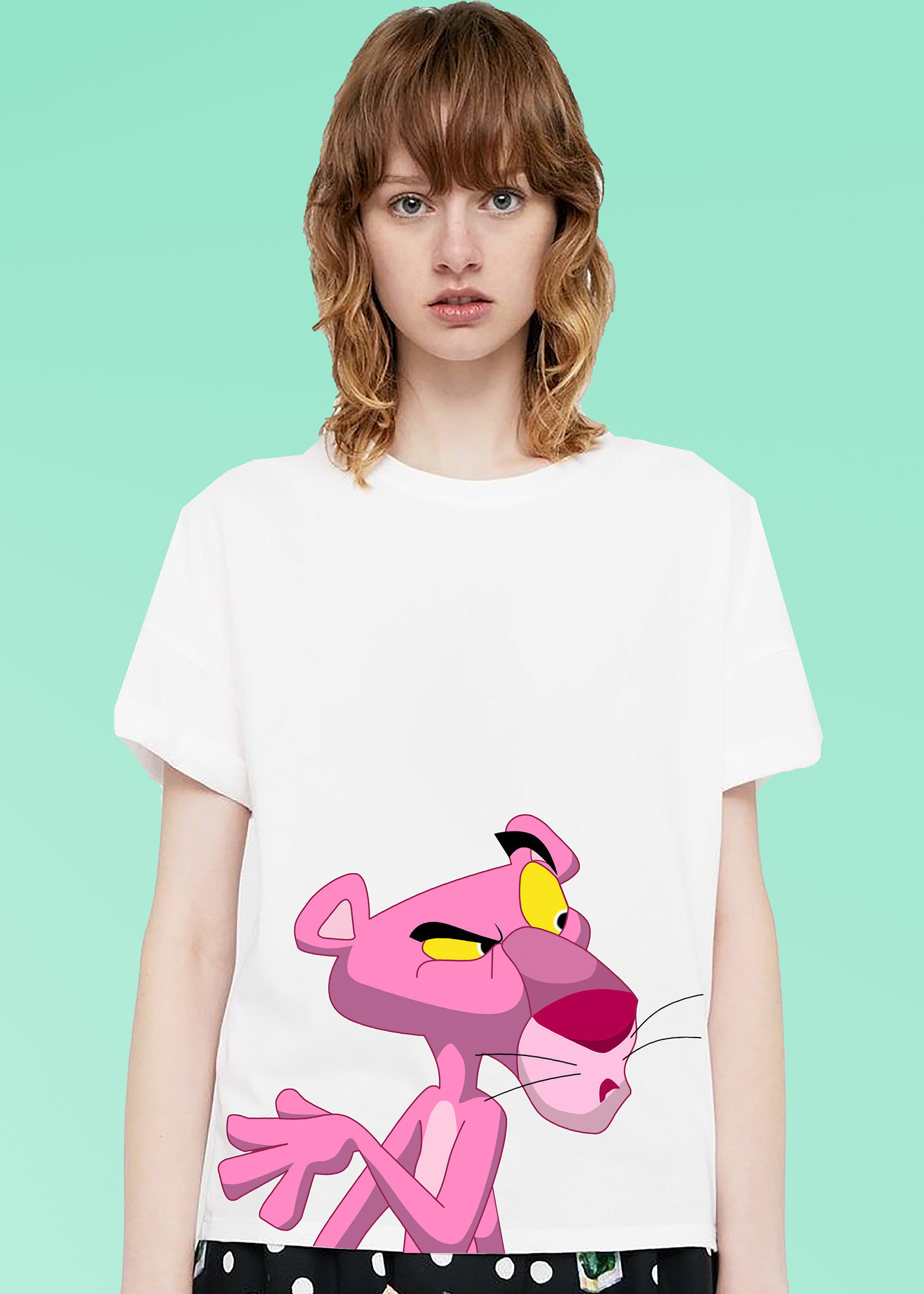 VLAM Pink Cartoon Print Womens T-shirt