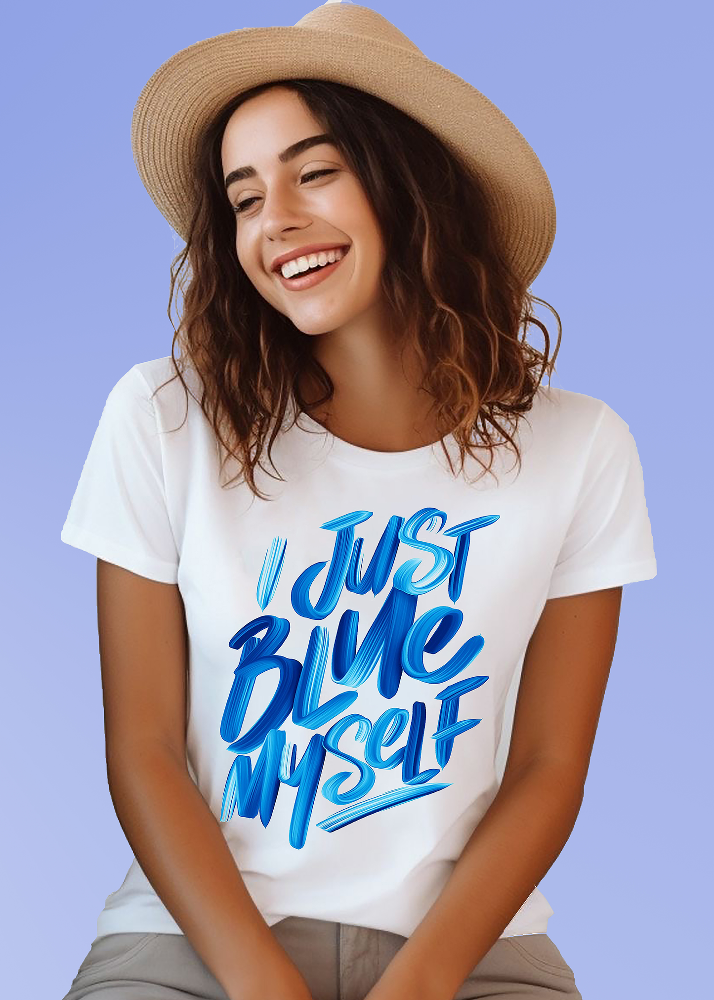 VLAM Womens Blue Myself Funny Slogan Tshirt
