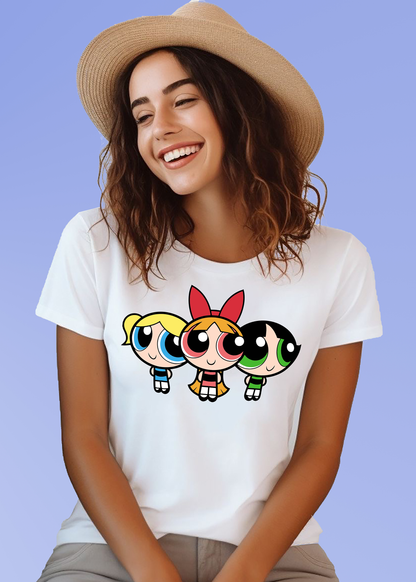 VLAM Womens Powerpuff Cartoon T-shirt