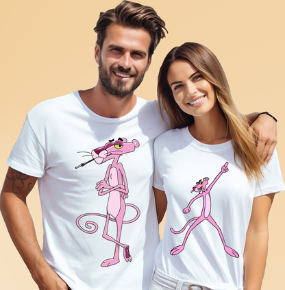 VLAM Pink Cartoon Couple Tshirt (Pack Of 2)