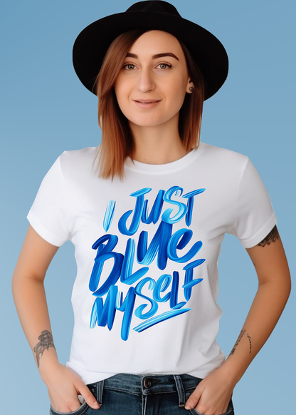VLAM Womens Blue Myself Funny Slogan Tshirt