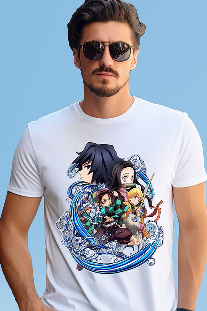 VLAM Graphic Print Blue Anime T-shirt