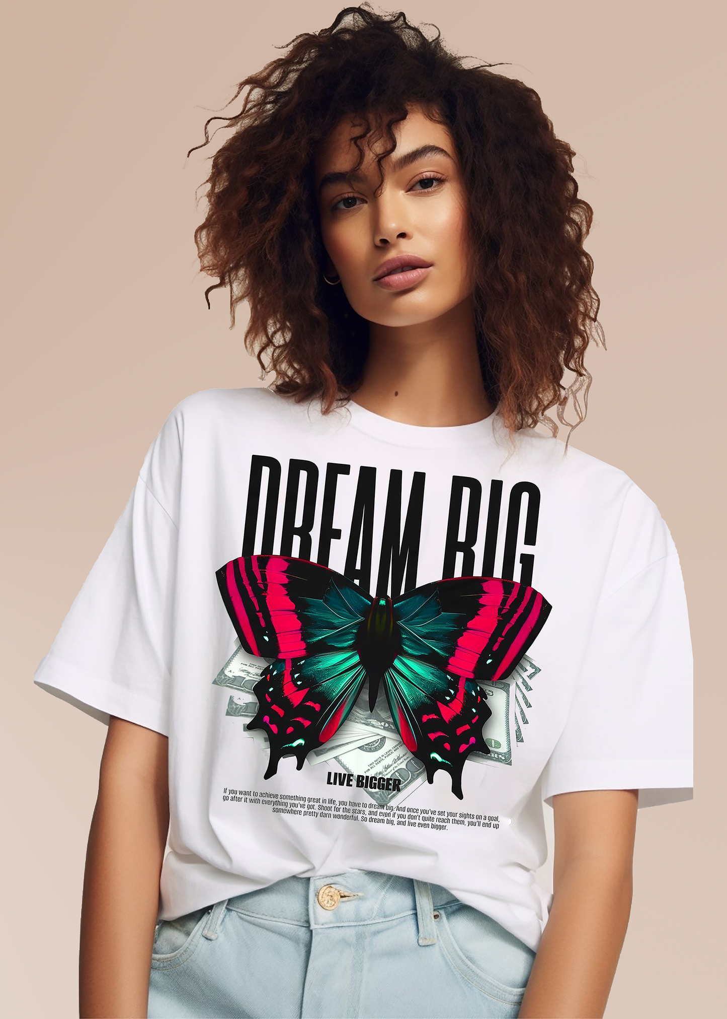 VLAM Dream Big Butterfly Print Womens Tshirt