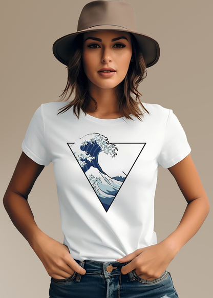 VLAM Womens Triangle Wave Print Beach Tshirt